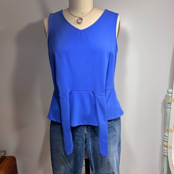 Talbots Tie Front tank with peplum Periwinkle Blue - Petite L - Picture 3 of 7